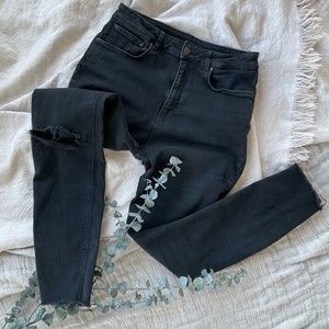 Zara Woman High Rise Black Skinny Ankle Jeans Size US 8